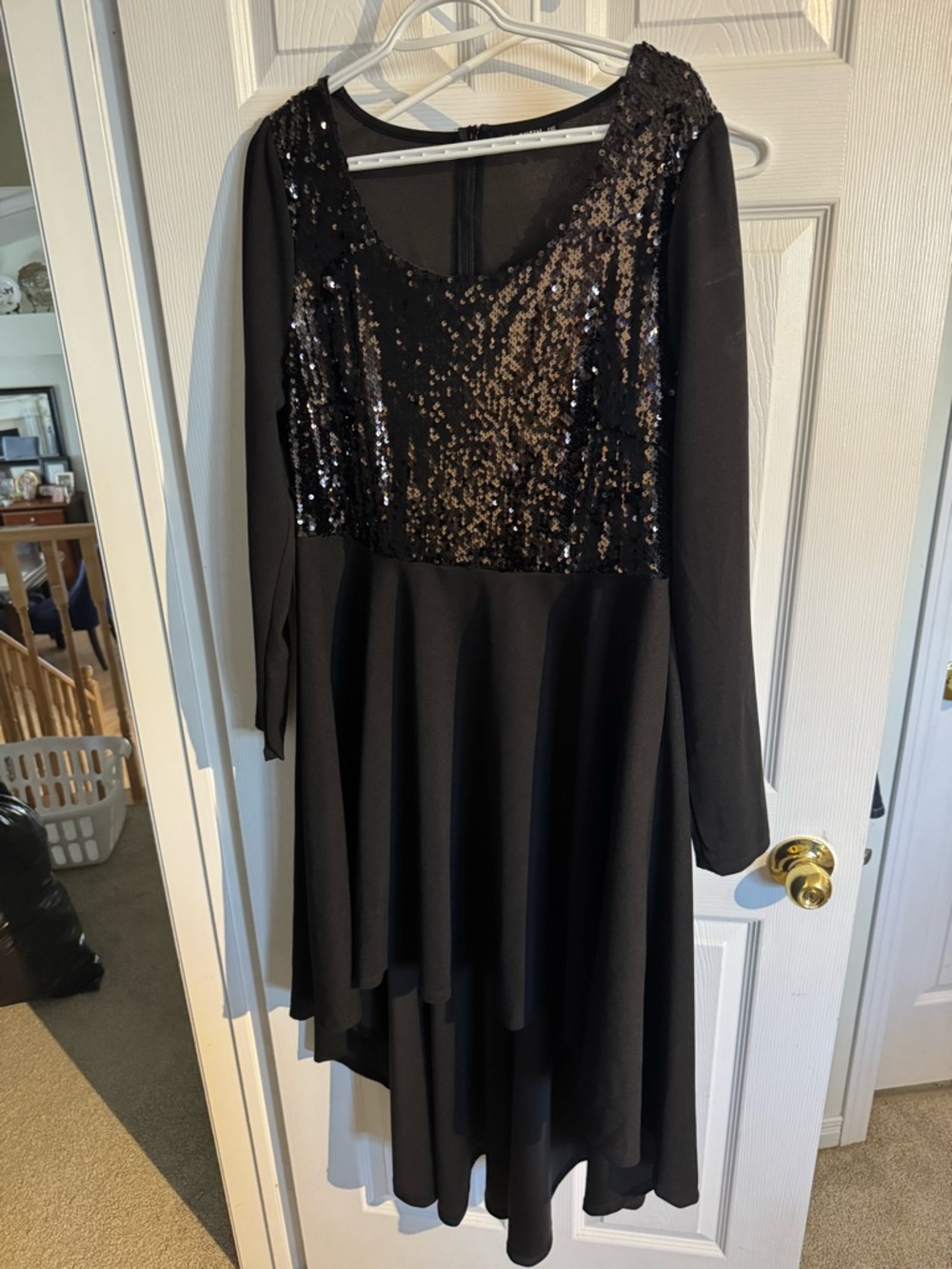 Brand new never worn SHEIN Black Long Sleeve Sequin Bodice Dress